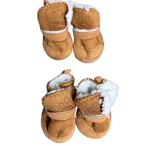 “ACL Size 5 Brown Fleece‑Lined Dog Boots ‑Winter Shoes for Small Breeds”